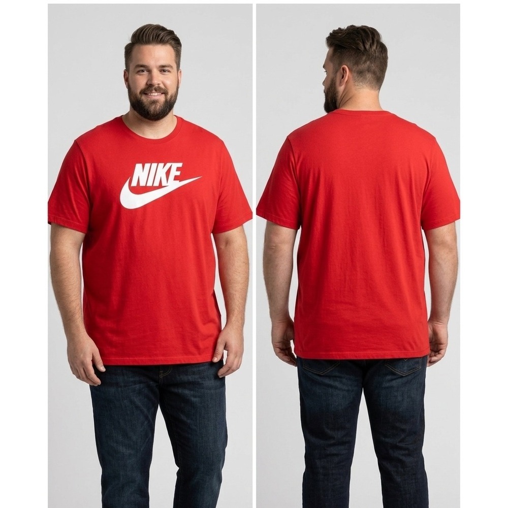 Nike Mens Futura Icon Logo T-Shirt Red White 2XL 807929-696 Athletic Cut Tee